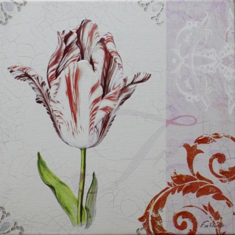 Картина на холсте "Тюльпан и арабески" Фабрис Де Вильнев 30х30см